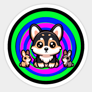 Trippy Tricolor Corgi Sticker